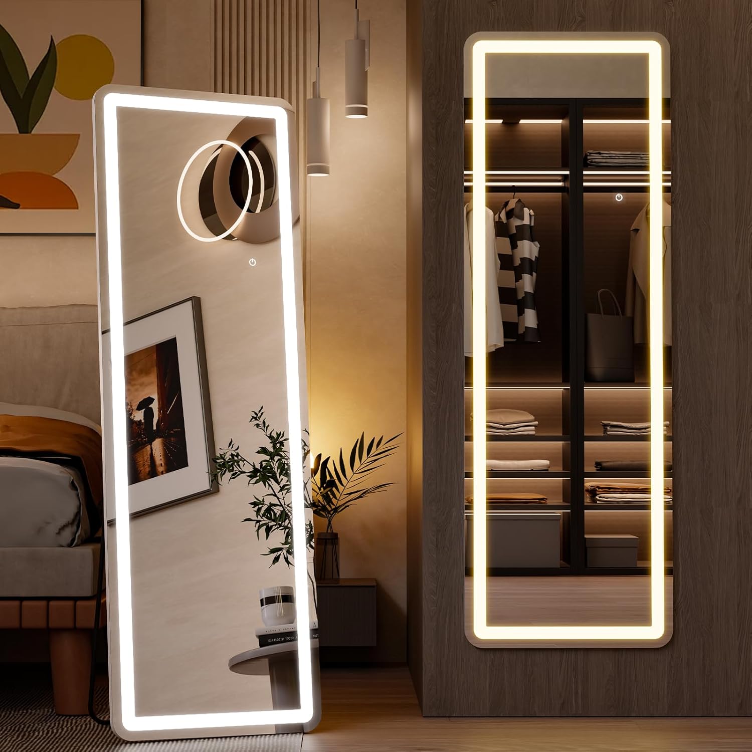 LED Rectangle HD Nano Glass Mirror with Stand - 3 Color Shades