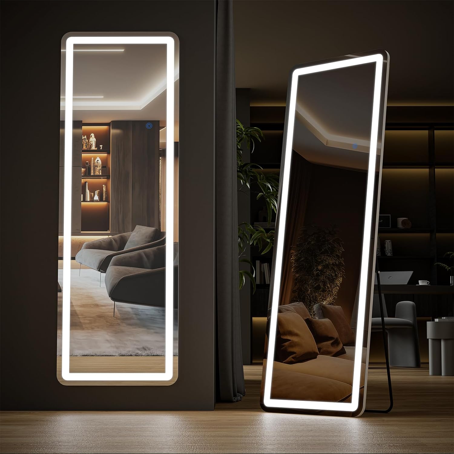 LED Rectangle HD Nano Glass Mirror with Stand - 3 Color Shades