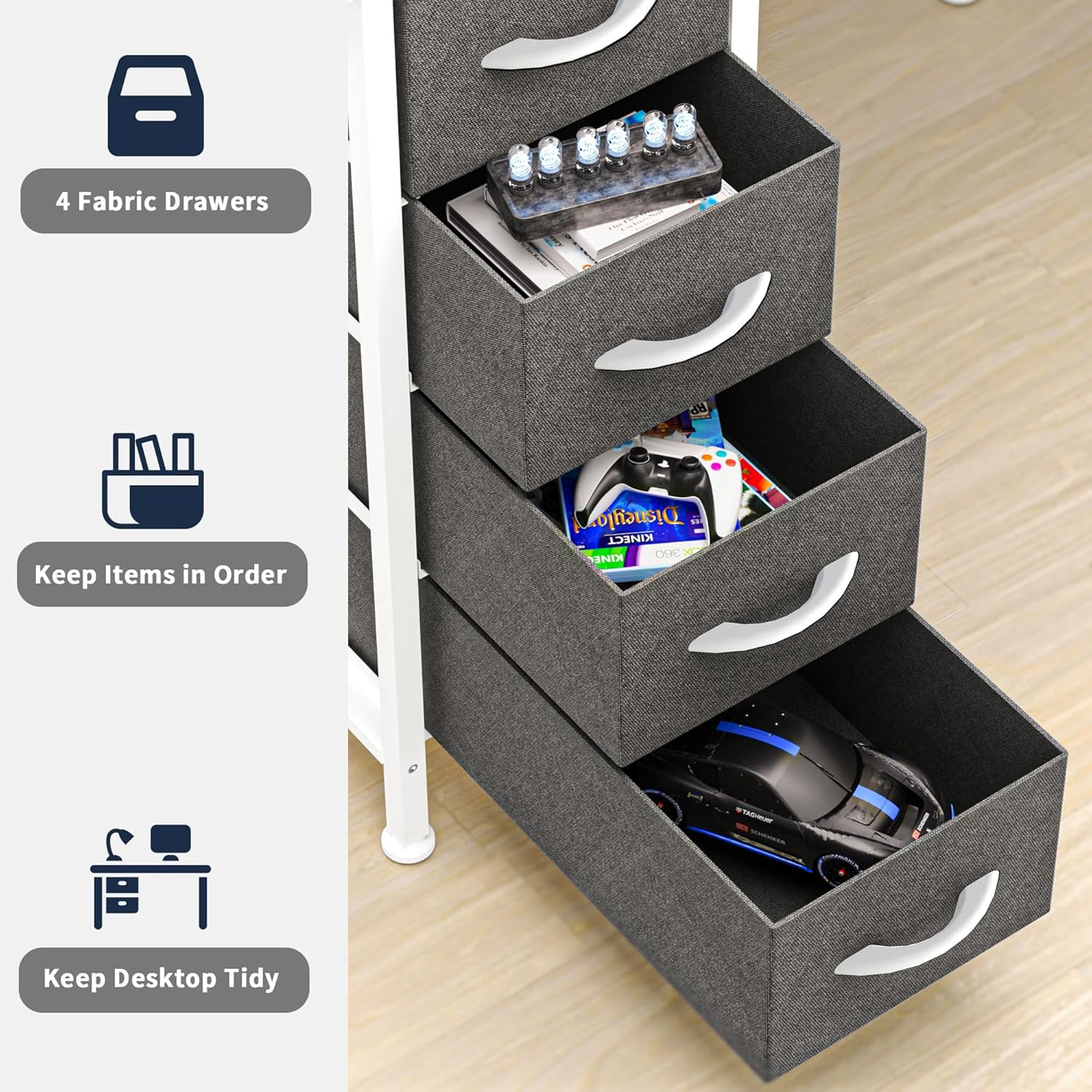 CDC Nova™ Desk – LED Gaming Table with Keyboard Tray & Storage Drawers