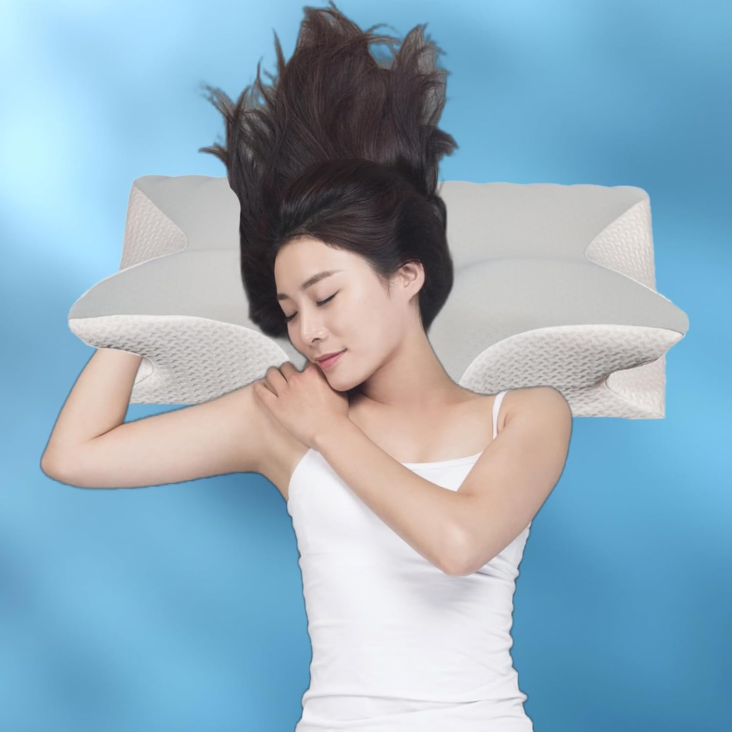 DreamEase™ Memory Foam Neck Pillow – Ergonomic Support for Side and Back Sleepers