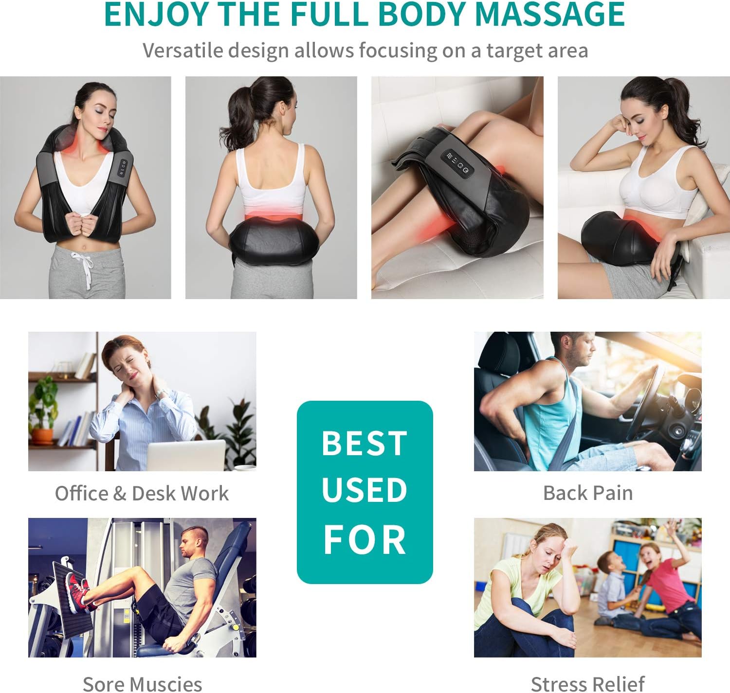 Nekeck: 3D Shiatsu Neck and Back Massager with Heat
