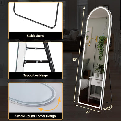 LED Arched HD Nano Glass Mirror with Stand - 3 Color Shades