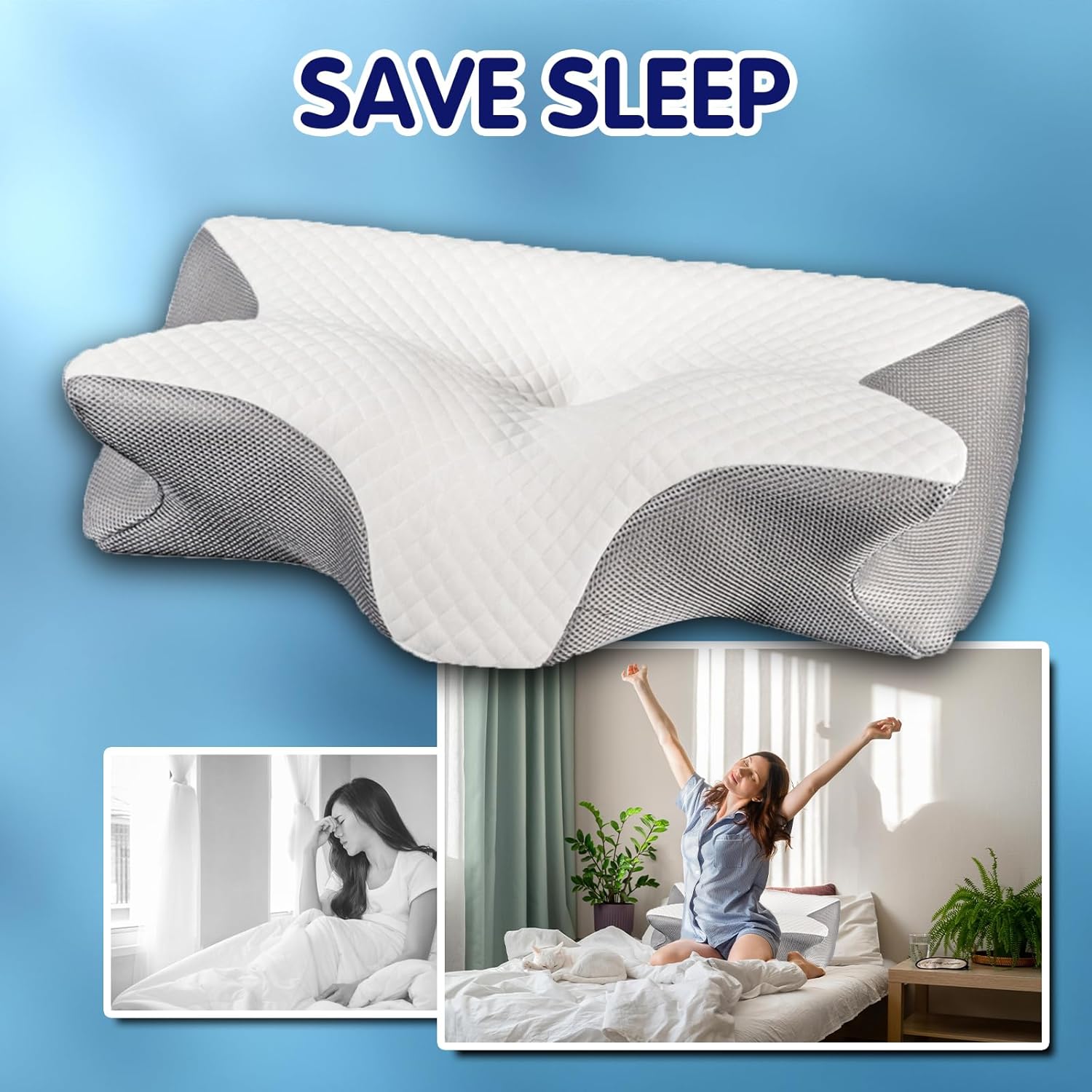 DreamEase™ Memory Foam Neck Pillow – Ergonomic Support for Side and Back Sleepers