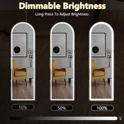 LED Arched HD Nano Glass Mirror with Stand - 3 Color Shades