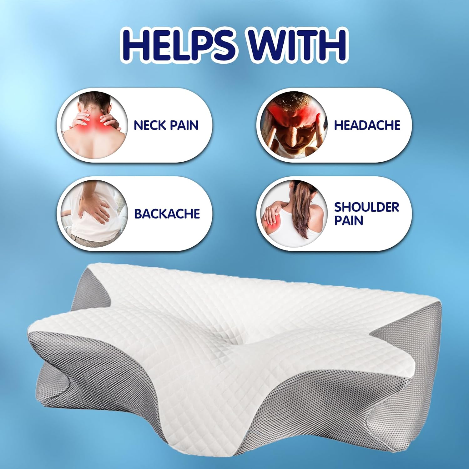 DreamEase™ Memory Foam Neck Pillow – Ergonomic Support for Side and Back Sleepers
