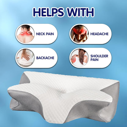 DreamEase™ Memory Foam Neck Pillow – Ergonomic Support for Side and Back Sleepers