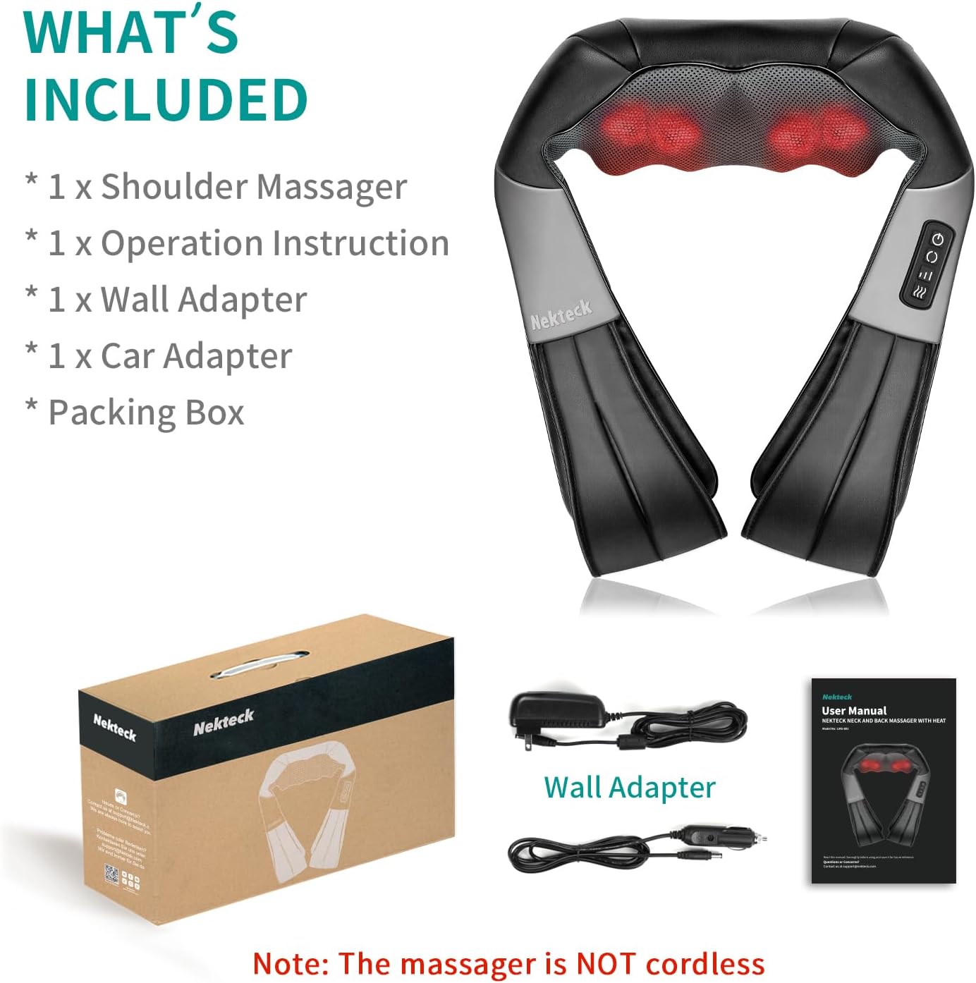 Nekeck: 3D Shiatsu Neck and Back Massager with Heat