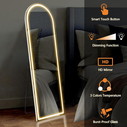 LED Arched HD Nano Glass Mirror with Stand - 3 Color Shades