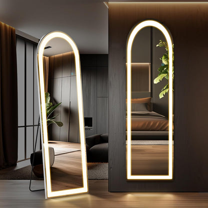 LED Arched HD Nano Glass Mirror with Stand - 3 Color Shades
