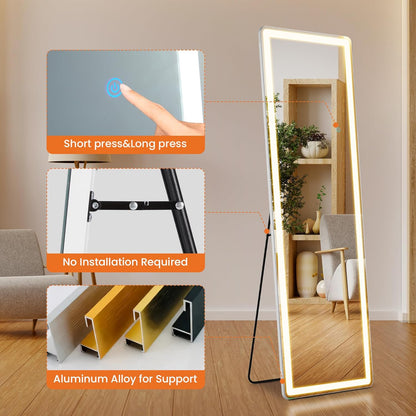 LED Rectangle HD Nano Glass Mirror with Stand - 3 Color Shades