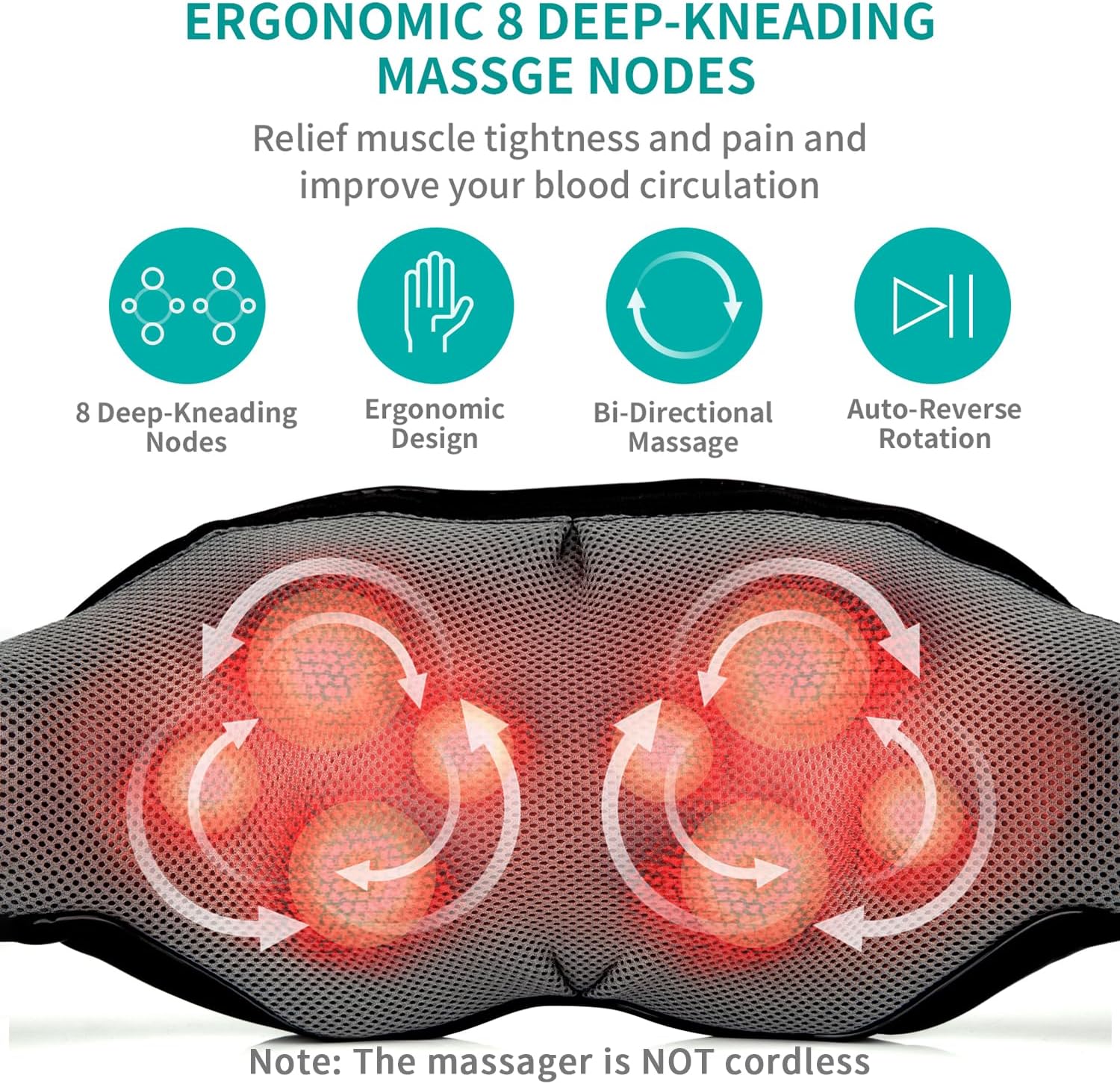 Nekeck: 3D Shiatsu Neck and Back Massager with Heat