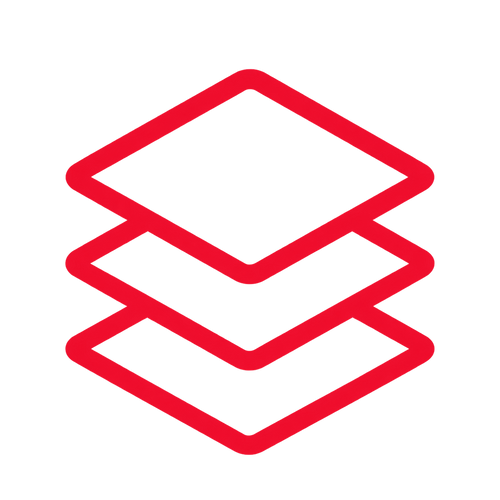 Red stacked material layers icon